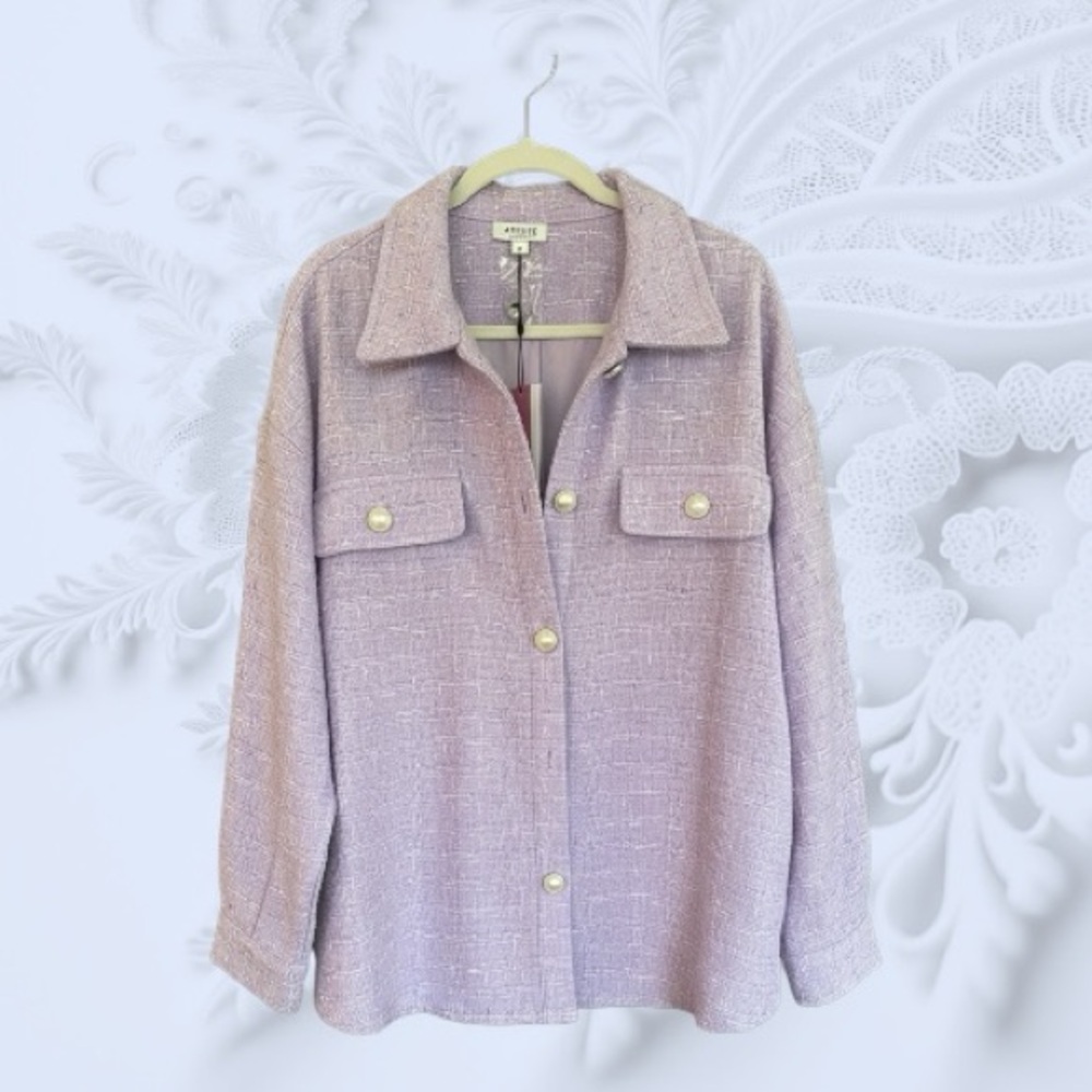 Andree by Unit Light Lavender Textured Button Down Jacket